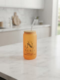 nuevos vasos efecto esmerilado con tapa de bambú y sorbete  color naranja 🧡